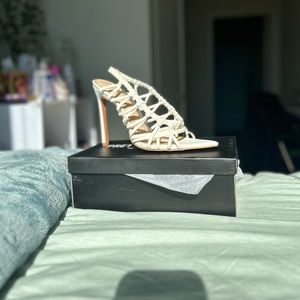 White Point Toe Sling Back Crochet High Heeled Sandals from PRETTYLITTLETHING